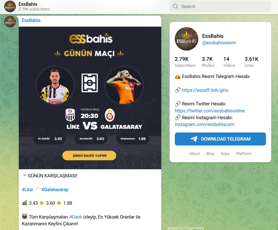 Essbahis Telegram